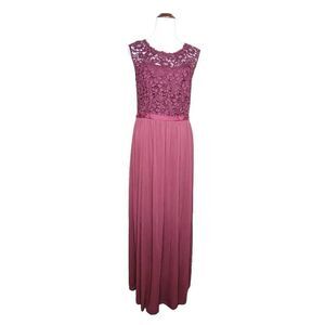 Davids Bridal Lace Top Formal Dress Gown Wine Burgundy 14